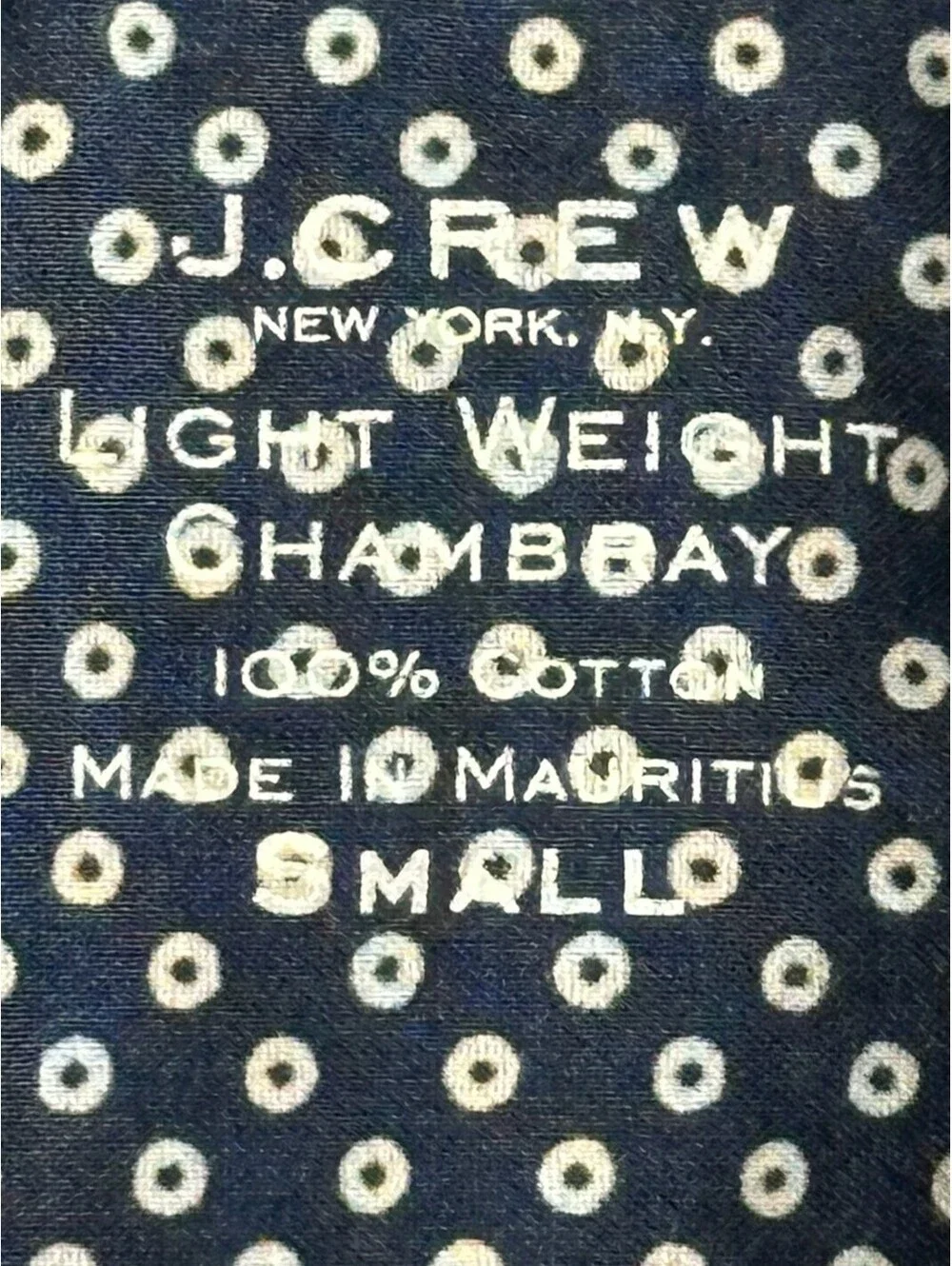 J.Crew Lightweight Chambray Men's S Navy Blue Dotted Long Sleeve Button-Up Shirt
